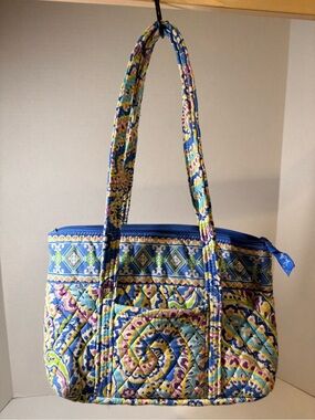Vera Bradley Blue Multi-Color Quilted Shoulder Tote